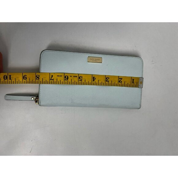 Kate Spade Zip Around Wallet Light Blue Leather Accessories Purse Designer Long - Picture 4 of 11